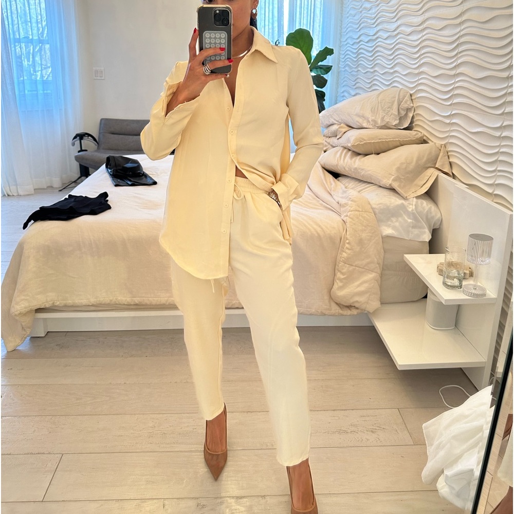 Pretty Little Thing Oversized button down shirt pant 2 Piece Set